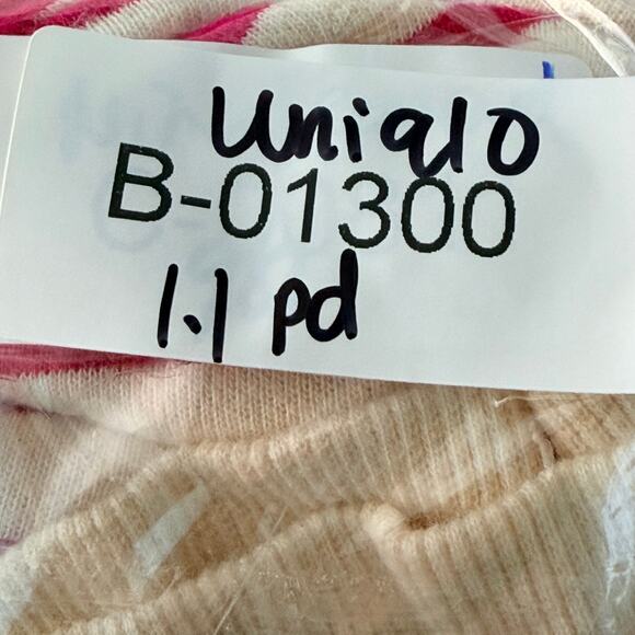 Uniqlo Hoodie Womens Small Pink White Striped Cotton Blend Terry Lined Zip Up - Picture 10 of 12